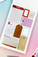 Load image into Gallery viewer, Set of decorative stickers with various shapes and colors on a colorful background
