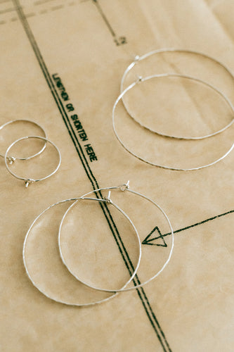 Dainty Hammered Silver Hoops