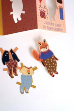 Load image into Gallery viewer, Fox Paper Doll Birthday Card