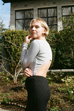 Load image into Gallery viewer, Grey ribbed bodysuit with lower back cut out