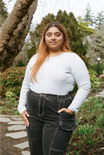 Load image into Gallery viewer, Plus size women's grey ribbed bodysuit