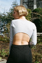 Load image into Gallery viewer, Open back ribbed bodysuit in grey