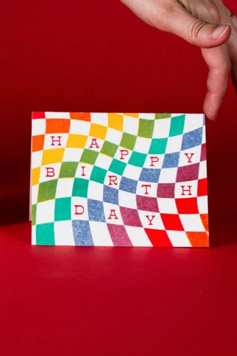Rainbow Checkerboard Birthday Card