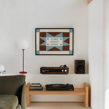 Load image into Gallery viewer, Home Sweet Home Patchwork Print - Blue &amp; Brown