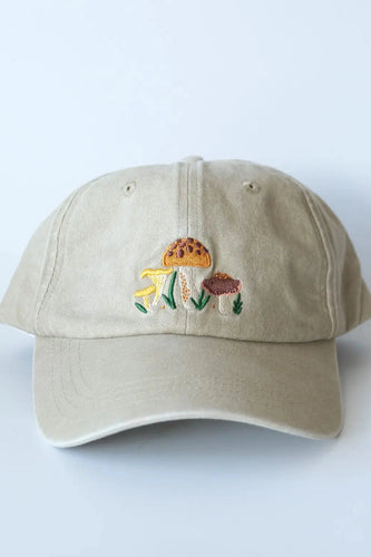 Forager Mushroom Embroidered Hat - Washed Khaki