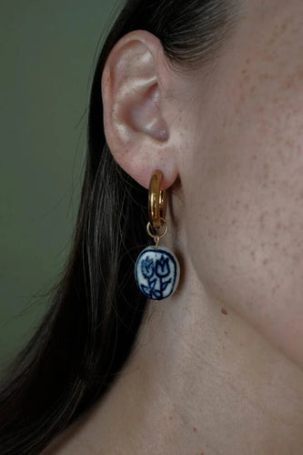 Porcelain Tulip Hoops