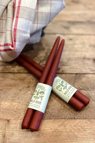 Cranberry Hand Dipped Beeswax Tapers