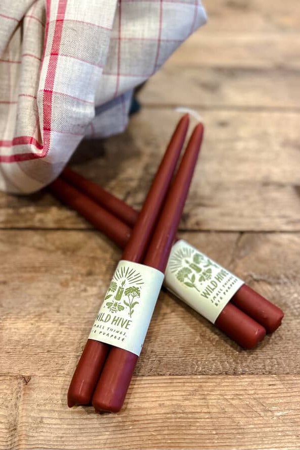 Cranberry Hand Dipped Beeswax Tapers