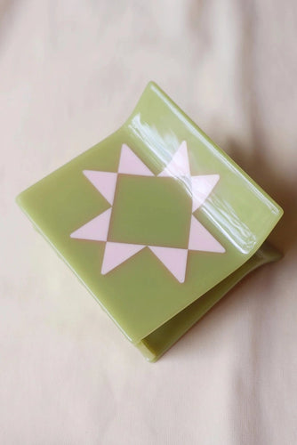 Strawberry Matcha Quilt Hair Claw