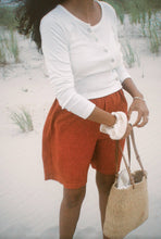 Load image into Gallery viewer, Linen Simple Short - Red Stripe