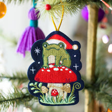 Load image into Gallery viewer, Frog Mushroom Embroidered Ornament