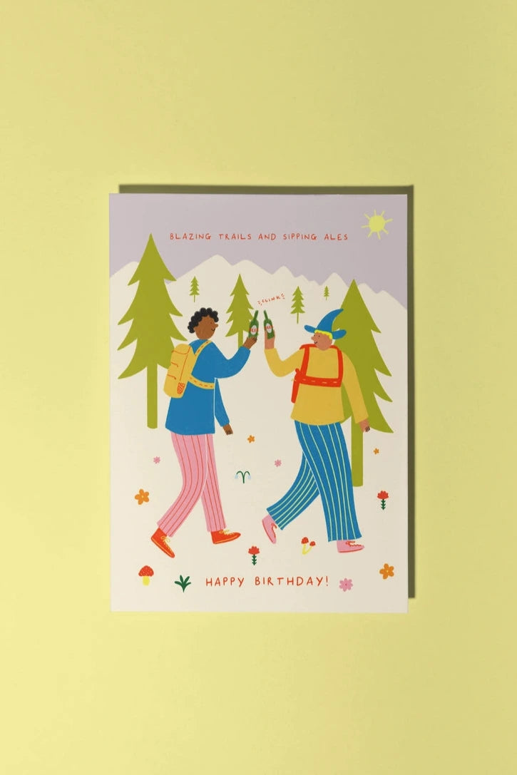 Blazing Trails, Sipping Ales Birthday Card
