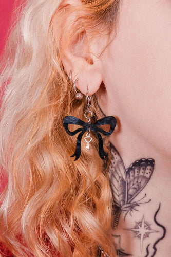 Heart Lock Bow Earrings