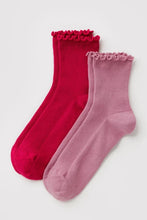 Load image into Gallery viewer, Lettuce Edge Sock Set of 2 - Wild Plum + Cherry