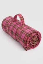 Load image into Gallery viewer, Puffy Picnic Blanket - Azalea Pink Tartan