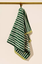 Load image into Gallery viewer, Green Stripes Cotton Terry Towel