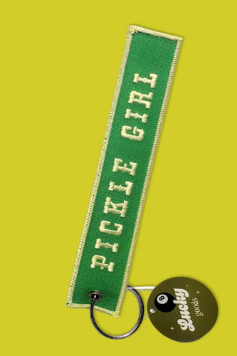 Pickle Girl Embroidered Keychain