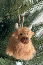 Load image into Gallery viewer, Felt Highland Cow Holiday Ornament