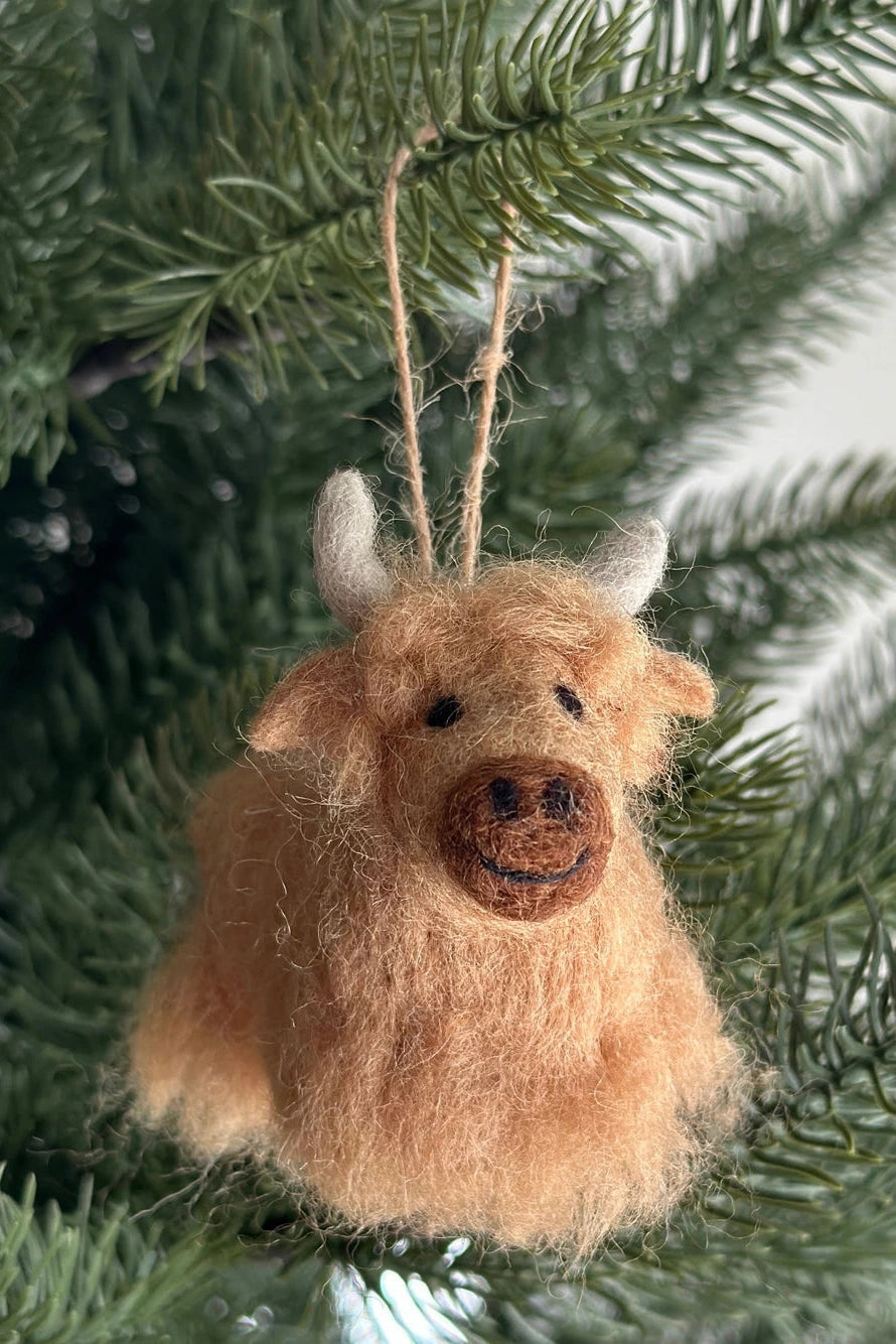 Felt Highland Cow Holiday Ornament