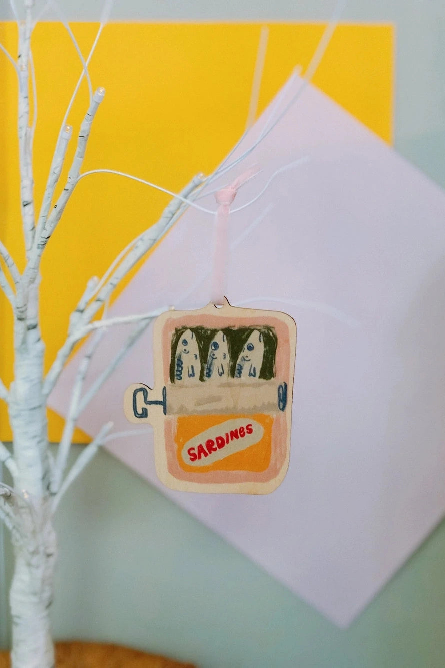 Wood Holiday Ornament - Sardines
