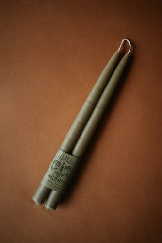 Moss Green Hand Dipped Beeswax Tapers