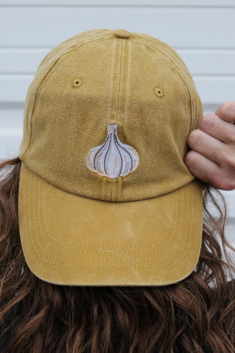 Garlic Embroidered Hat - Washed Mustard