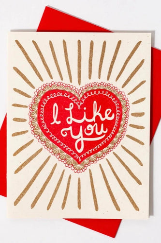 I Like You Heart Card