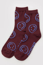 Load image into Gallery viewer, Crew Sock - Mahogany Happy