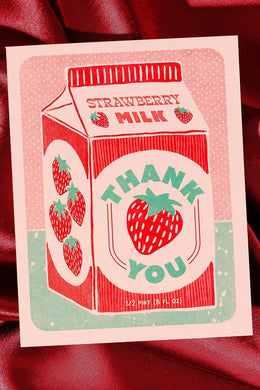 Strawberry Milk Thank You Card