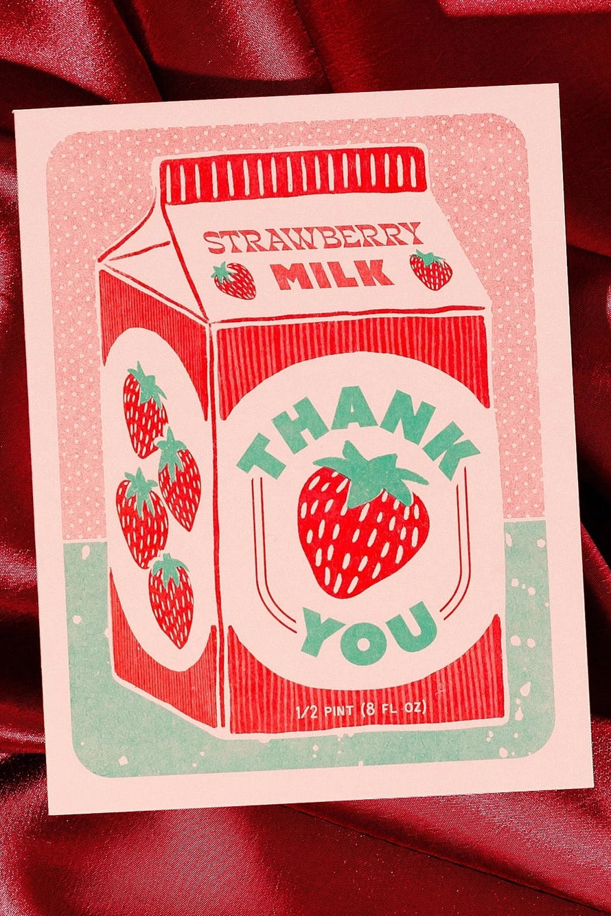 Strawberry Milk Thank You Card