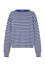 Load image into Gallery viewer, I Can&#39;t Believe It&#39;s Not Vintage Cewneck - Cobalt Stripe