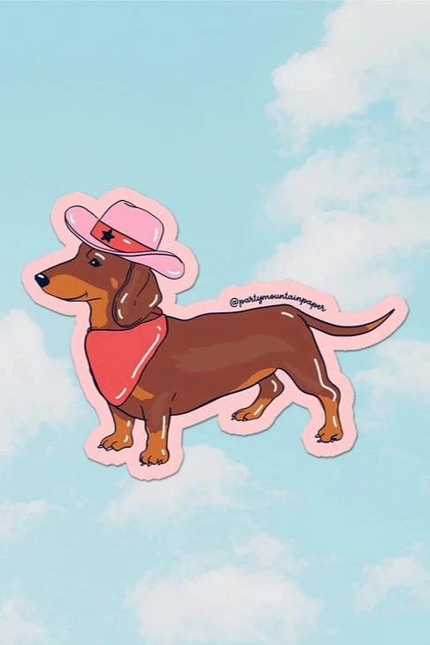 Weenie Dog Cowboy Sticker