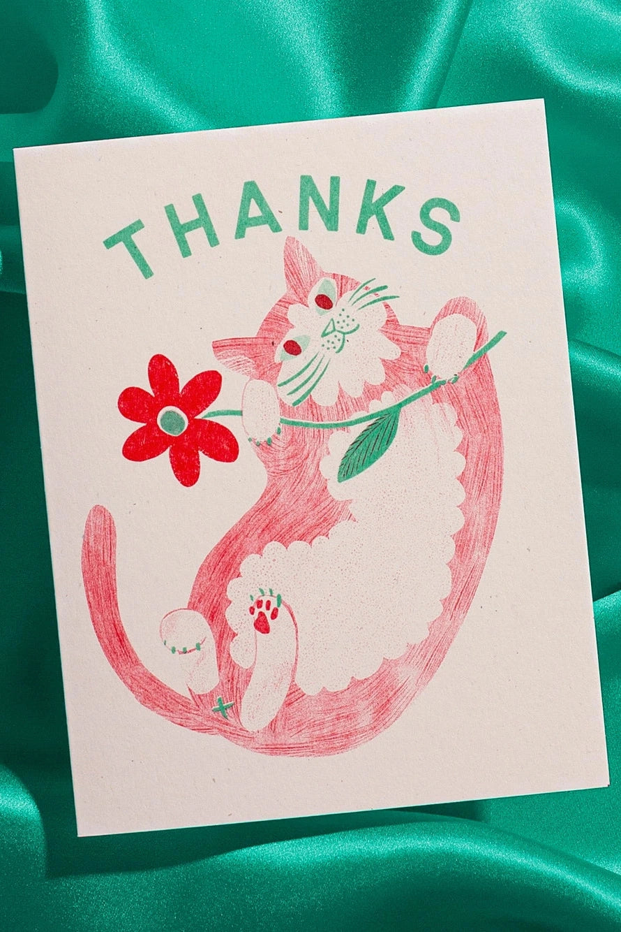 Thanks Cat & Flower Card