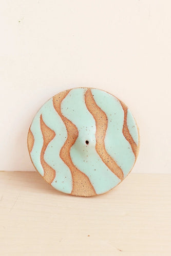 Ceramic Incense Holder - Wavy Aqua