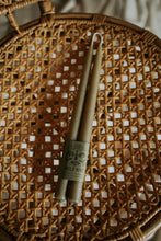 Load image into Gallery viewer, Moss Green Hand Dipped Beeswax Tapers