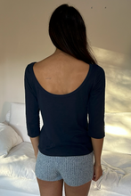 Load image into Gallery viewer, Hemp Mid-Sleeve Top - Navy