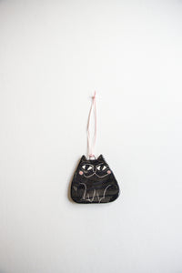 Black Cat Ceramic Holiday Ornament