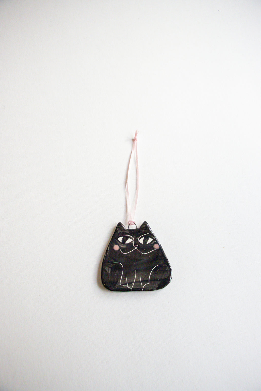 Black Cat Ceramic Holiday Ornament