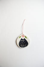 Load image into Gallery viewer, Black Cat Ceramic Holiday Ornament