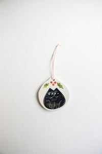Black Cat Ceramic Holiday Ornament