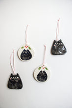Load image into Gallery viewer, Black Cat Ceramic Holiday Ornament