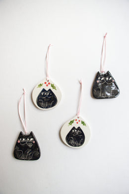 Black Cat Ceramic Holiday Ornament