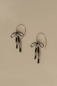 Drooping Bow Earrings - Silver