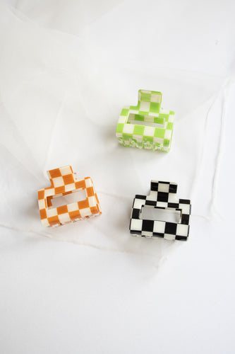 Small Checkered Hair Claw Clips