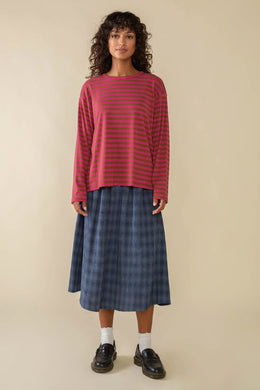 Culver Striped Long Sleeve Knit in Cinnamon/Fuchsia