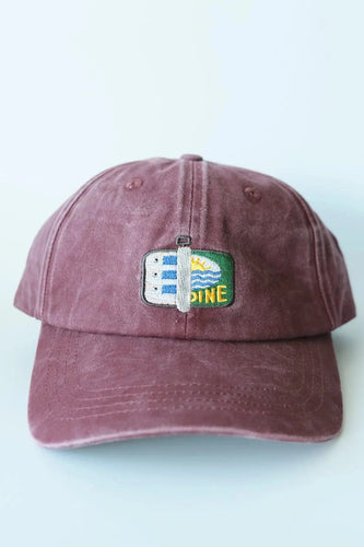 Tinned Fish Embroidered Hat - Washed Burgundy