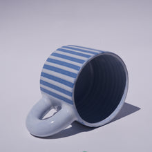 Load image into Gallery viewer, Pinstripe Mug - Blue + Lotus