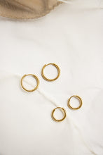 Load image into Gallery viewer, Gold plated stacking hoops