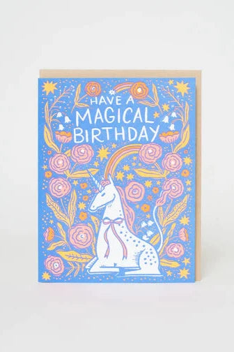 Folk Unicorn Birthday Card