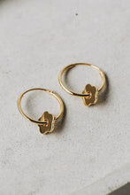 Load image into Gallery viewer, Gold Flower Hoop Earrings